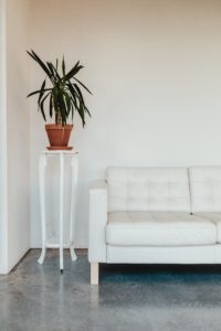 white couch in waiting room